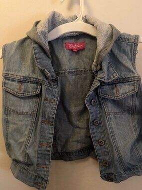 Y2K Ci Sono Denim Hooded Vest Y L